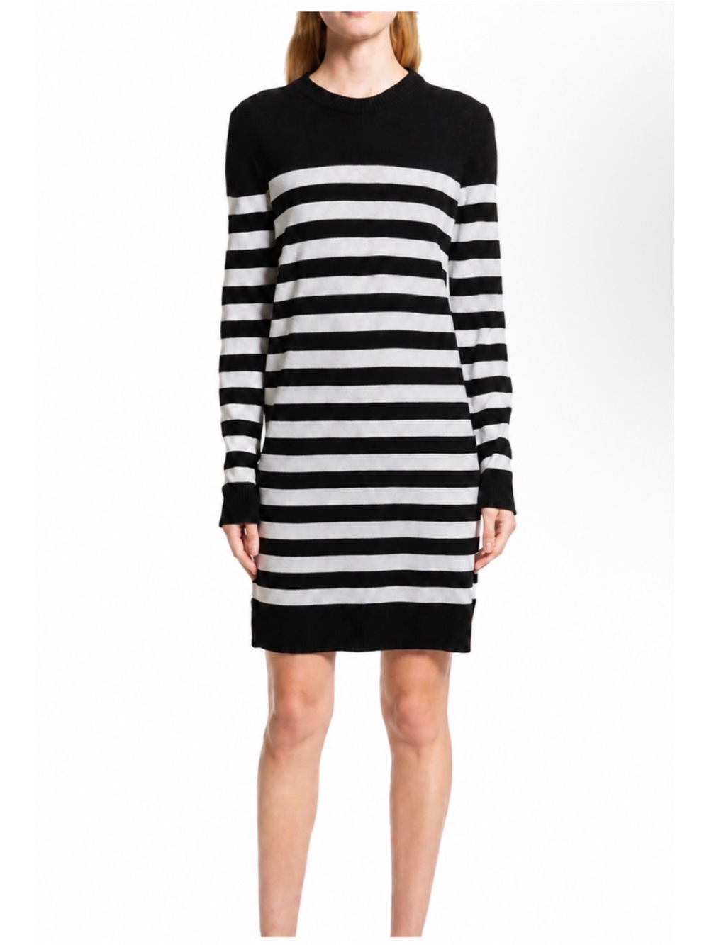 Rag & Bone Taylor Merino Wool Striped Dress in Black and Creamy White - Picture 2 of 8